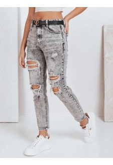 Jeansy damskie push up z dziurami szare Dstreet UY2780