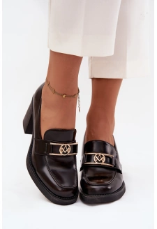 Dámské polobotky na sloupku se zlatým detailem Privelle – čokoládové