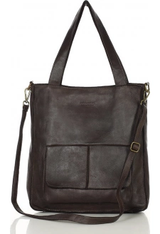 MARCO MAZZINI Tmavě hnědá dámská kožená shopper kabelka