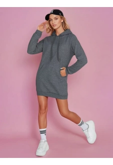 Bluza damska długa z kapturem oversize TIMMY ciemnoszara Dstreet EY2565