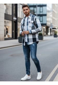 Koszula męska flanelowa w kratę niebieska Dstreet DX2676