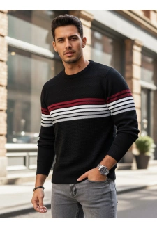 Sweter męski w paski czarny Dstreet WX2322