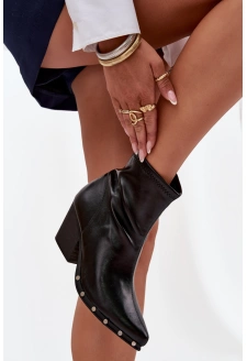 Dámské kovbojské botky Abrielle – na sloupkovém podpatku, černé