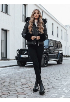 Kurtka damska zimowa YOUWARM krótka pikowana z futerkiem czarna Dstreet TY5006