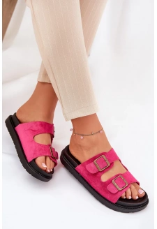 Dámské pantofle na platformě s přezkami – fuchsiové Simbes