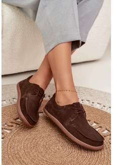 Dámské polobotky typu barefoot z přírodního semiše Zazoo – čokoládové