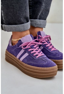 Dámské semišové sneakersy na platformě Zazoo – tmavě fialové