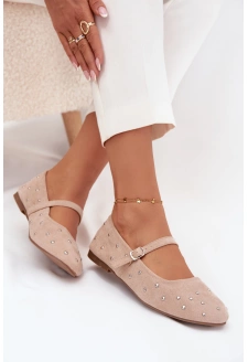 Dámské zdobené baleríny s páskem Olivisse – růžové