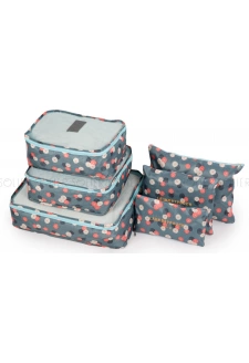 Světle modrá květinová sada organizérů do kufru