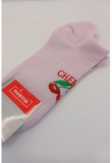 Dámské kotníkové ponožky CHERRIES – růžové