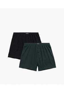 Pánské volné boxerky ATLANTIC 2Pack - černé/zelené se vzorem