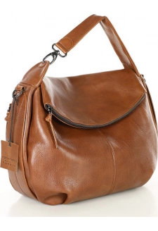 MARCO MAZZINI tmavě hnědá středně velká kožená kabelka