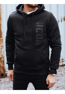 Bluza męska ocieplana z nadrukiem czarna Dstreet BX5917