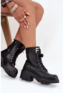 Dámské workery na podpatku se zateplením Lurina – černé