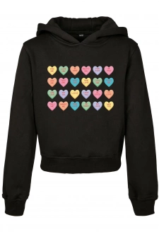 Dětské sladké srdce Candy Cropped Hoody černá