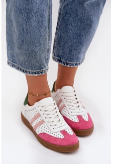 Dámské kožené tenisky ažurové Zazoo – bílo/růžové
