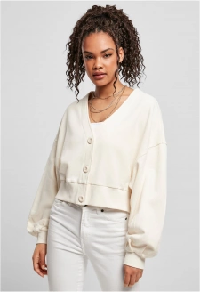 Dámský organický oversized krátký froté cardigan whitesand