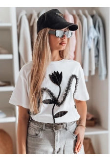 T-shirt damskie oversize z efektem 3D PETINIA biała Dstreet RY2713