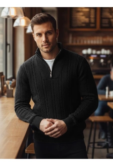 Sweter męski ze stójką czarny Dstreet WX2328