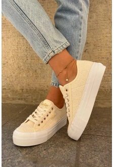 Dámské trampky s krajkou Lee Cooper – béžové