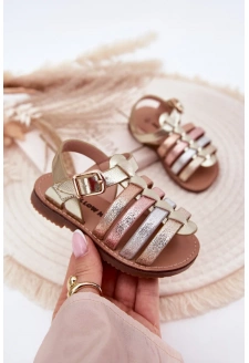 Dívčí dětské sandálky z eko kůže – zlaté Mariana