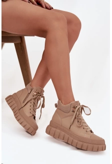 Dámské zateplené kotníkové boty trapery Carenna – camel