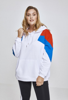 Dámská oversize 3-tónová bloková kapuce wht/firered/bright blue