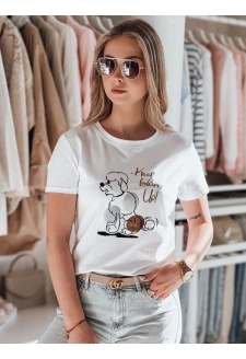 T-shirt damski z pudlem LUMIFITU biały Dstreet RY2738