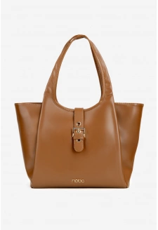 Dámská kabelka shopper s přezkou Nobo – světle hnědá