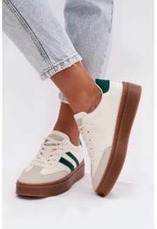 Dámské tenisky na platformě z eko kůže – bílo-zelené Elaraven