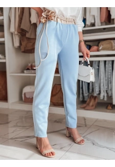 Spodnie damskie masełko casualowe z kwiatami LEGISSA błękitne Dstreet UY2408