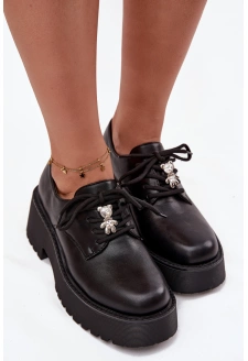 Dámské polobotky s připínacím doplňkem z eko kůže Laurea – černé