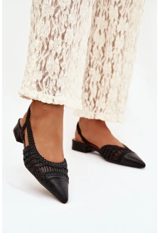 Dámské sandály s pleteným detailem na podpatku – černé Nivorra