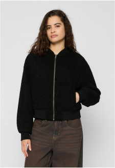 Dámská oversized bunda Sherpa Bomber Jacket černá