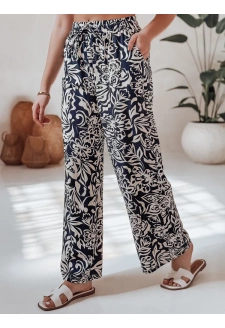 Spodnie damskie materiałowe wide leg TROPICAL SUN granatowe Dstreet UY2632