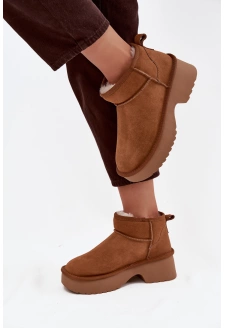 Dámské sněhule Milora z přírodního semiše s kožešinou – camel