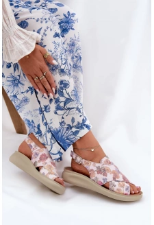 Dámské sandály z eko kůže s květinovým vzorem – multikolor Tosmelia