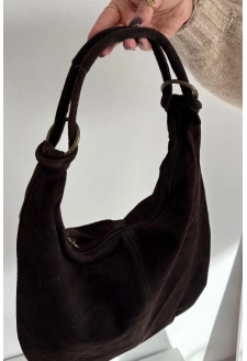 Dámská kabelka z přírodního semiše Floriah – čokoládová