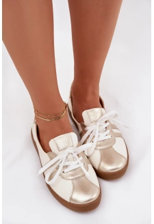 Dámské kožené polobotky typu barefoot Zazoo – bílo-zlaté