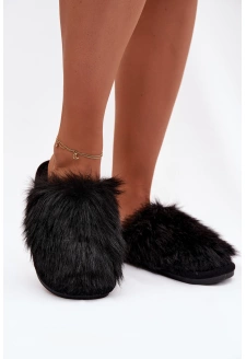 Dámské kožešinové pantofle – černé Katrisse