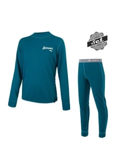 SENSOR DOUBLE FACE SET LOGO juniorský triko dl.rukáv + spodky safír velikost 150