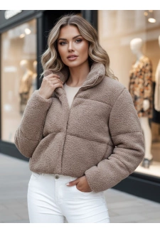 Kurtka zimowa damska krótka alpaka CELESTIAL kamelowa Dstreet TY4482z