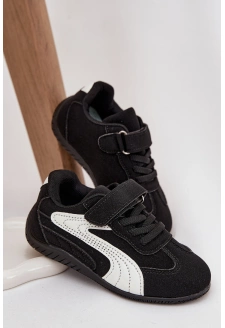 Dětské sportovní boty na suchý zip Perrin – černo-bílé