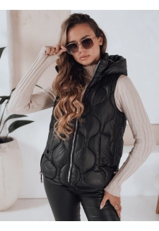 Kamizelka damska pikowana z kapturem MISSVEST czarna Dstreet TY5018