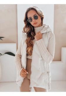 Kamizelka damska pikowana z kapturem biała Dstreet TY5108