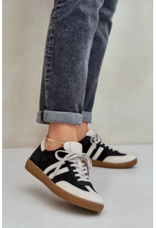 Dámské nízké kožené sneakersy Zazoo – černé