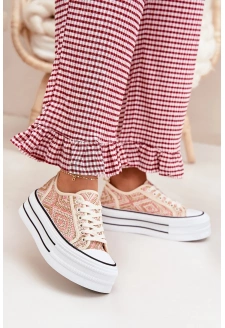 Dámské nízké trampky na platformě Melina – růžové