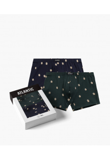 2-PACK Pánské boxerky Atlantic s krečky - modrá/šedá