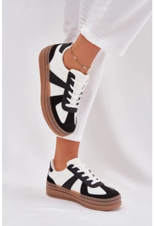 Dámské tenisky na platformě – bílo-černé