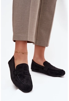 Dámské loafersy mokasíny s plochou podrážkou Roseline – černé